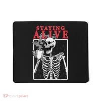 Skeleton Staying Alive Drinking Coffee Funny Skeleton Skull Mousepad thumb 0