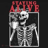 Skeleton Staying Alive Drinking Coffee Funny Skeleton Skull Toddler Hoodie thumb 2