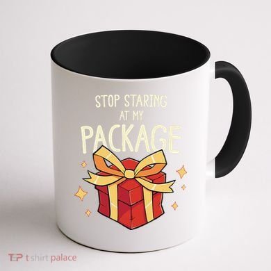 Stop Staring At My Package Funny Rude Xmas Christmas Coffee Mug back