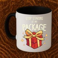 Stop Staring At My Package Funny Rude Xmas Christmas Coffee Mug thumb 2