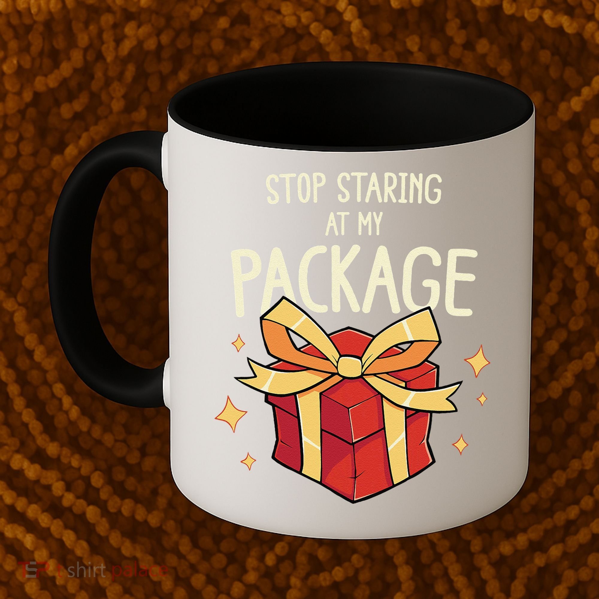 Stop Staring At My Package Funny Rude Xmas Christmas Coffee Mug
