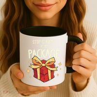 Stop Staring At My Package Funny Rude Xmas Christmas Coffee Mug thumb 3