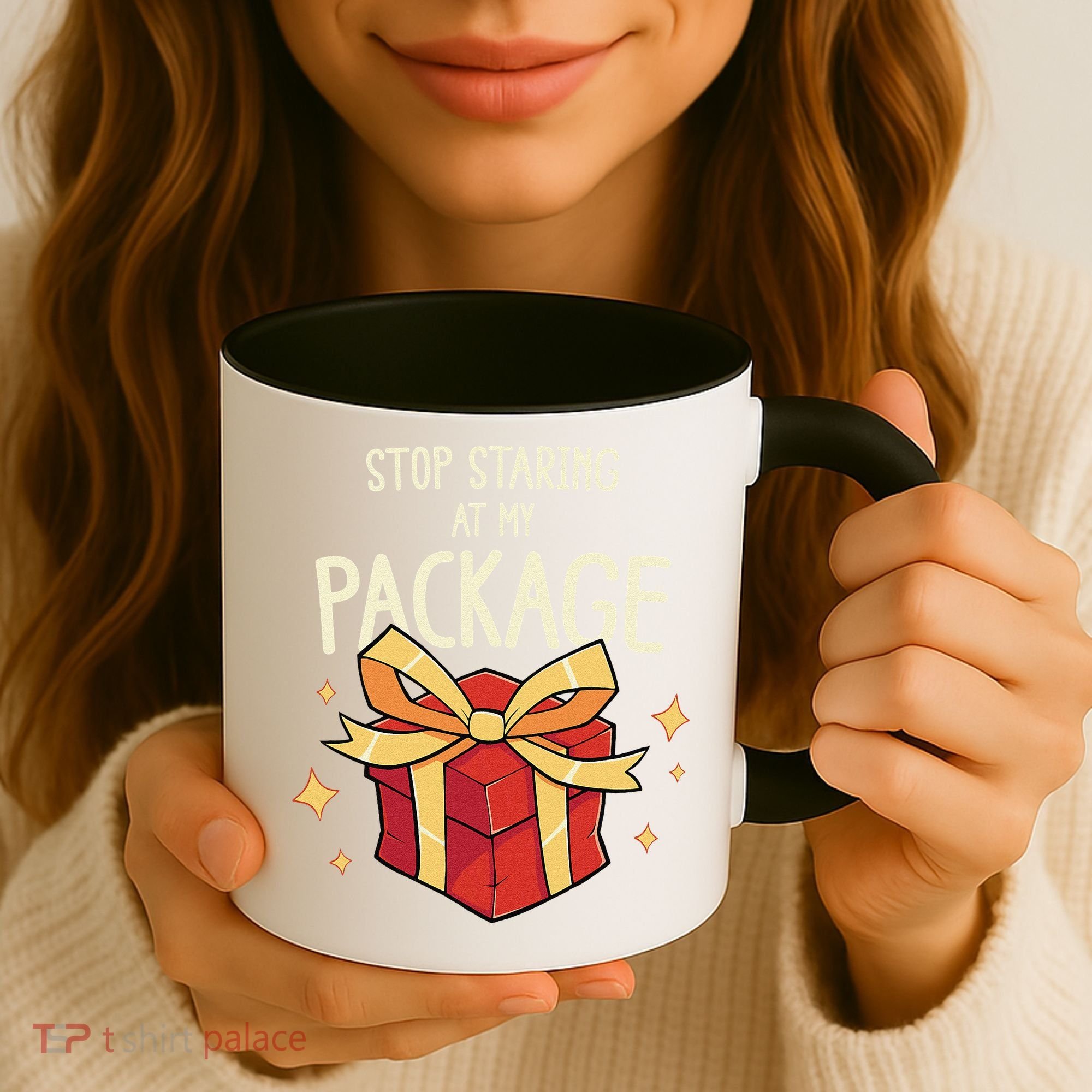 Stop Staring At My Package Funny Rude Xmas Christmas Coffee Mug
