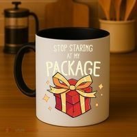 Stop Staring At My Package Funny Rude Xmas Christmas Coffee Mug thumb 4