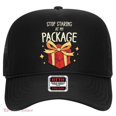 Stop Staring At My Package Funny Rude Xmas Christmas Hat