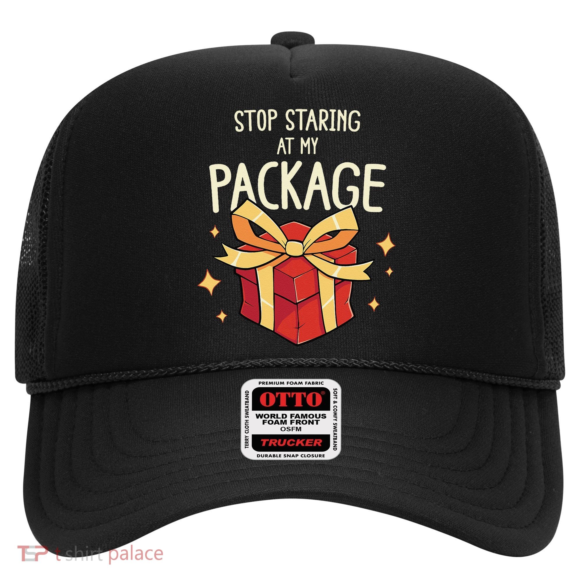 Stop Staring At My Package Funny Rude Xmas Christmas Hat