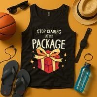 Stop Staring At My Package Funny Rude Xmas Christmas Tank Top thumb 4
