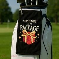 Stop Staring At My Package Funny Rude Xmas Christmas Golf Towel thumb 2