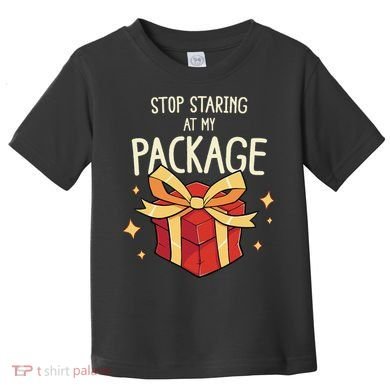 Stop Staring At My Package Funny Rude Xmas Christmas Toddler T-Shirt
