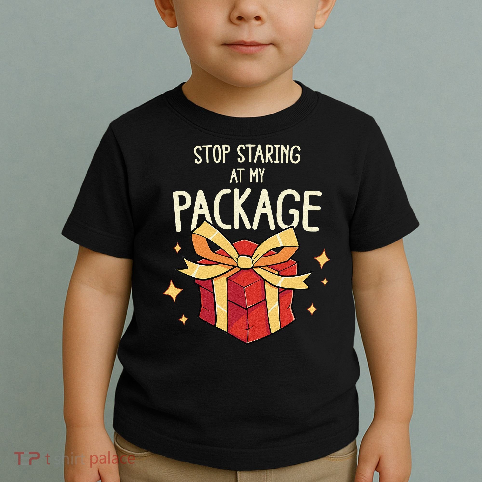 Stop Staring At My Package Funny Rude Xmas Christmas Toddler T-Shirt