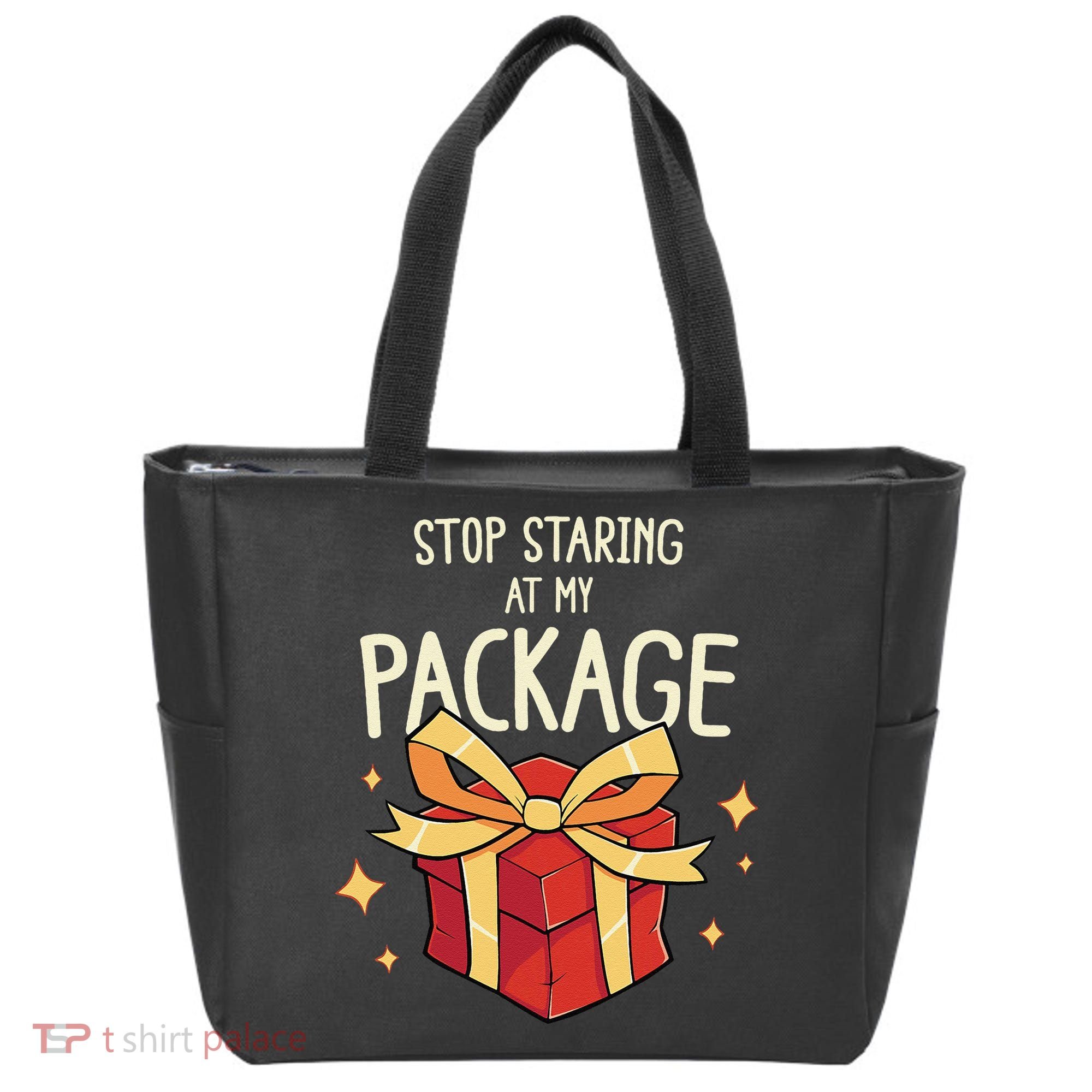 Stop Staring At My Package Funny Rude Xmas Christmas Tote Bag