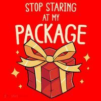 Stop Staring At My Package Funny Rude Xmas Christmas Santa Hat thumb 1