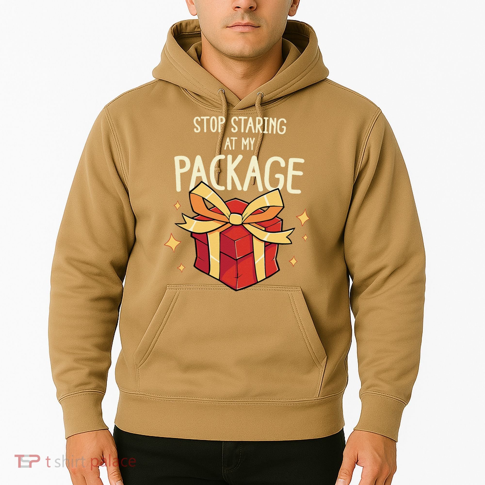 Stop Staring At My Package Funny Rude Xmas Christmas Hoodie