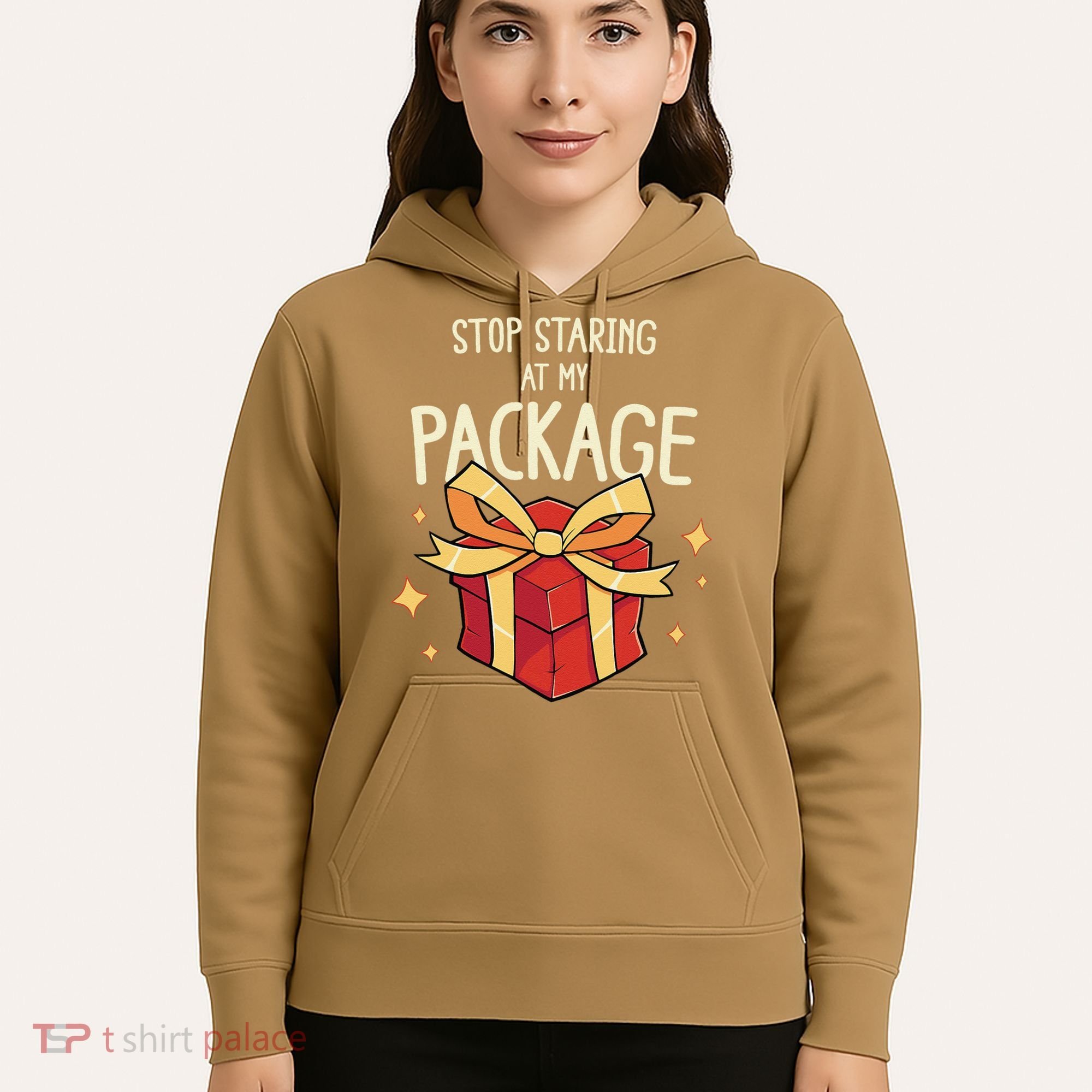 Stop Staring At My Package Funny Rude Xmas Christmas Hoodie