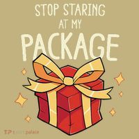 Stop Staring At My Package Funny Rude Xmas Christmas Polo thumb 2