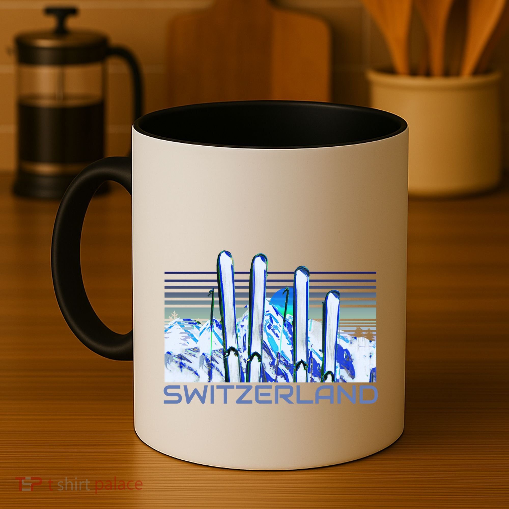 Switzerland Ski Accessories Retro Swiss Skiing Great Gift Coffee Mug