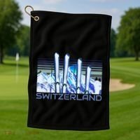 Switzerland Ski Accessories Retro Swiss Skiing Great Gift Golf Towel thumb 1