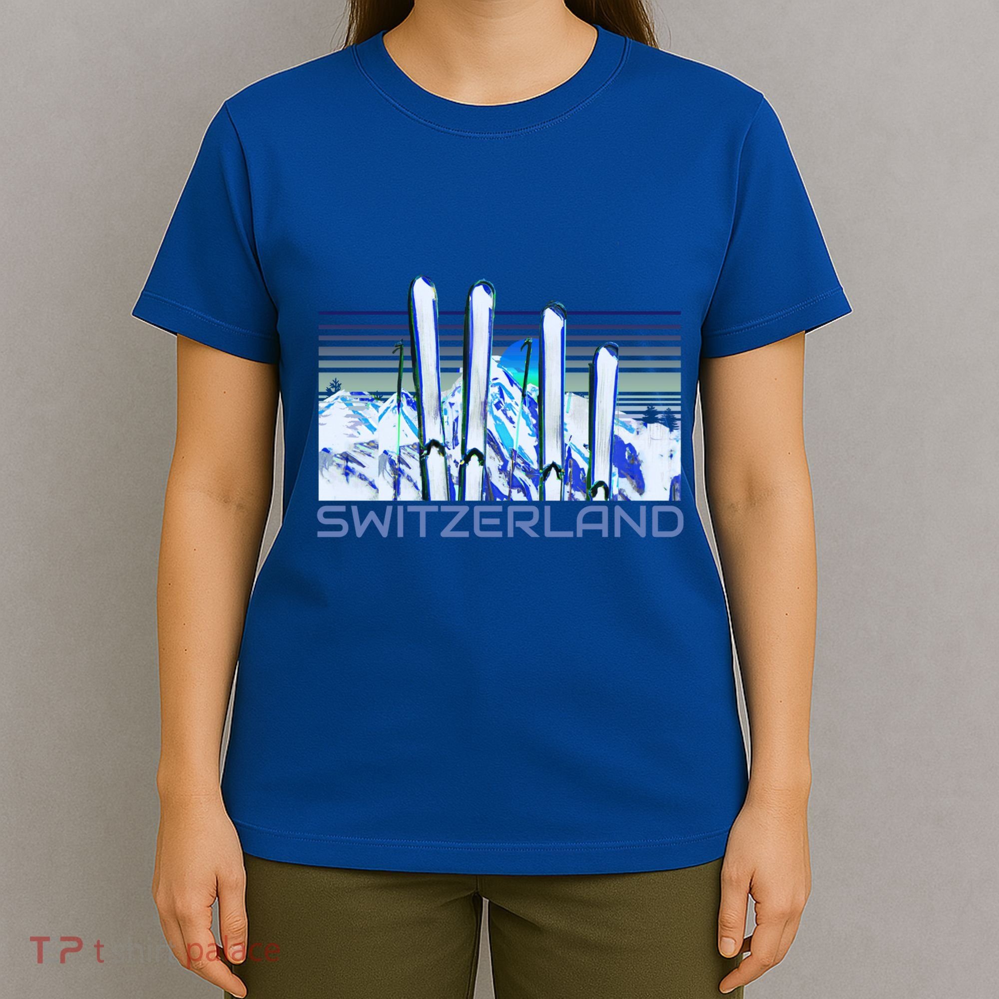Switzerland Ski Accessories Retro Swiss Skiing Great Gift T-Shirt