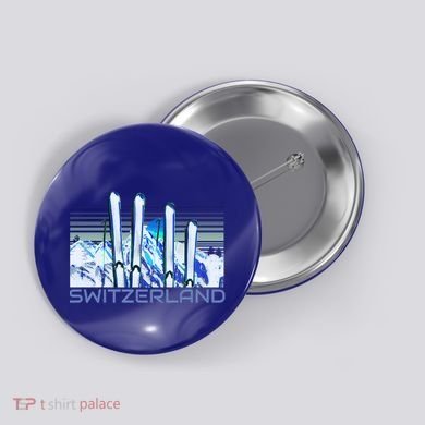 Switzerland Ski Accessories Retro Swiss Skiing Great Gift Button
