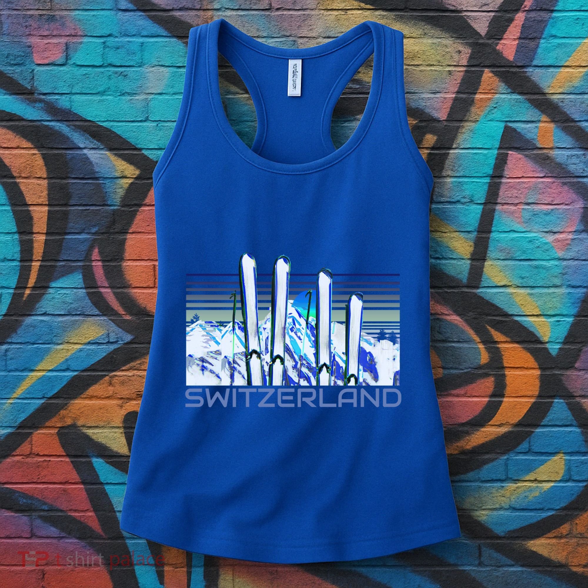 Switzerland Ski Accessories Retro Swiss Skiing Great Gift Women's Tank Top