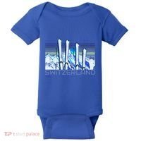 Switzerland Ski Accessories Retro Swiss Skiing Great Gift Baby Bodysuit thumb 0