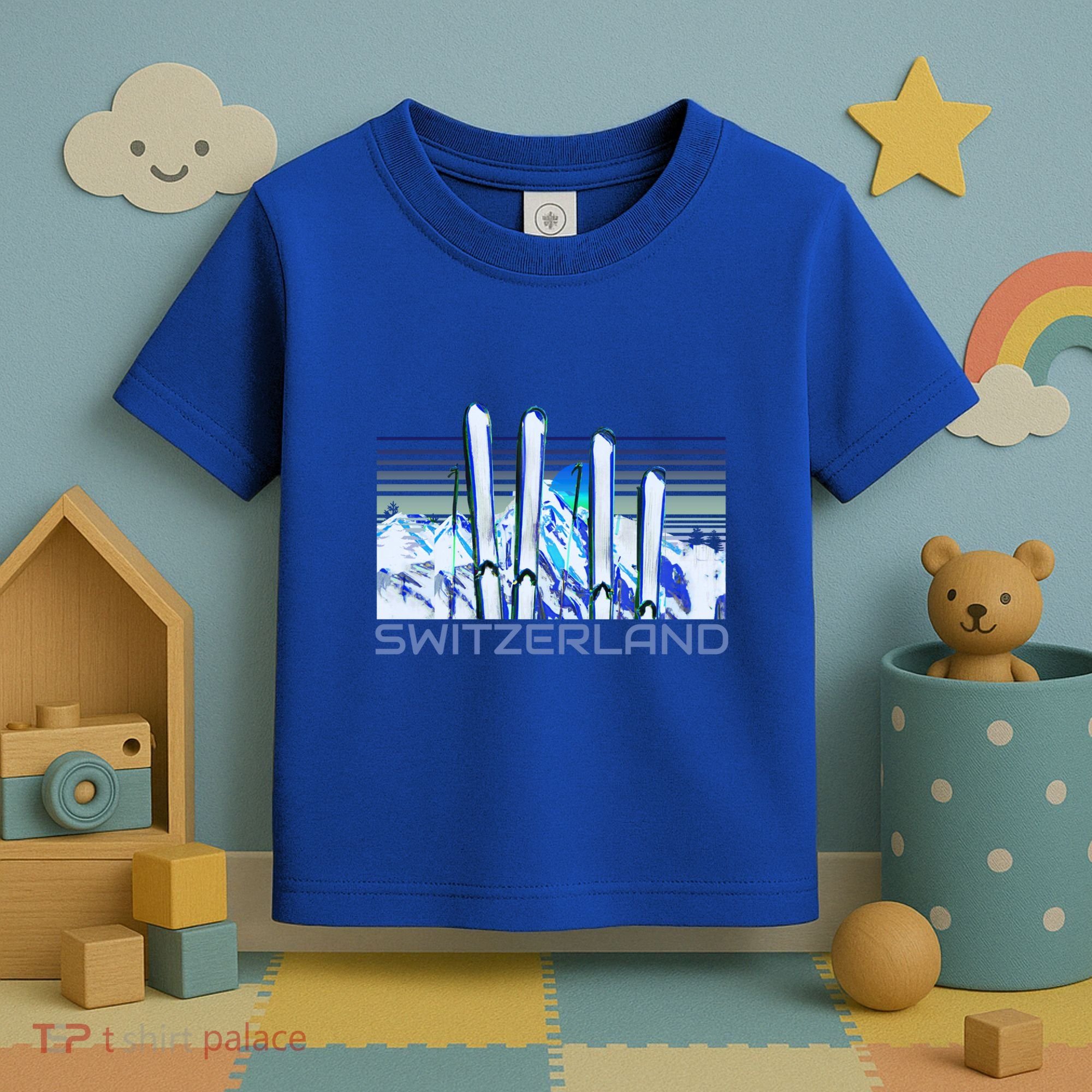Switzerland Ski Accessories Retro Swiss Skiing Great Gift Toddler T-Shirt