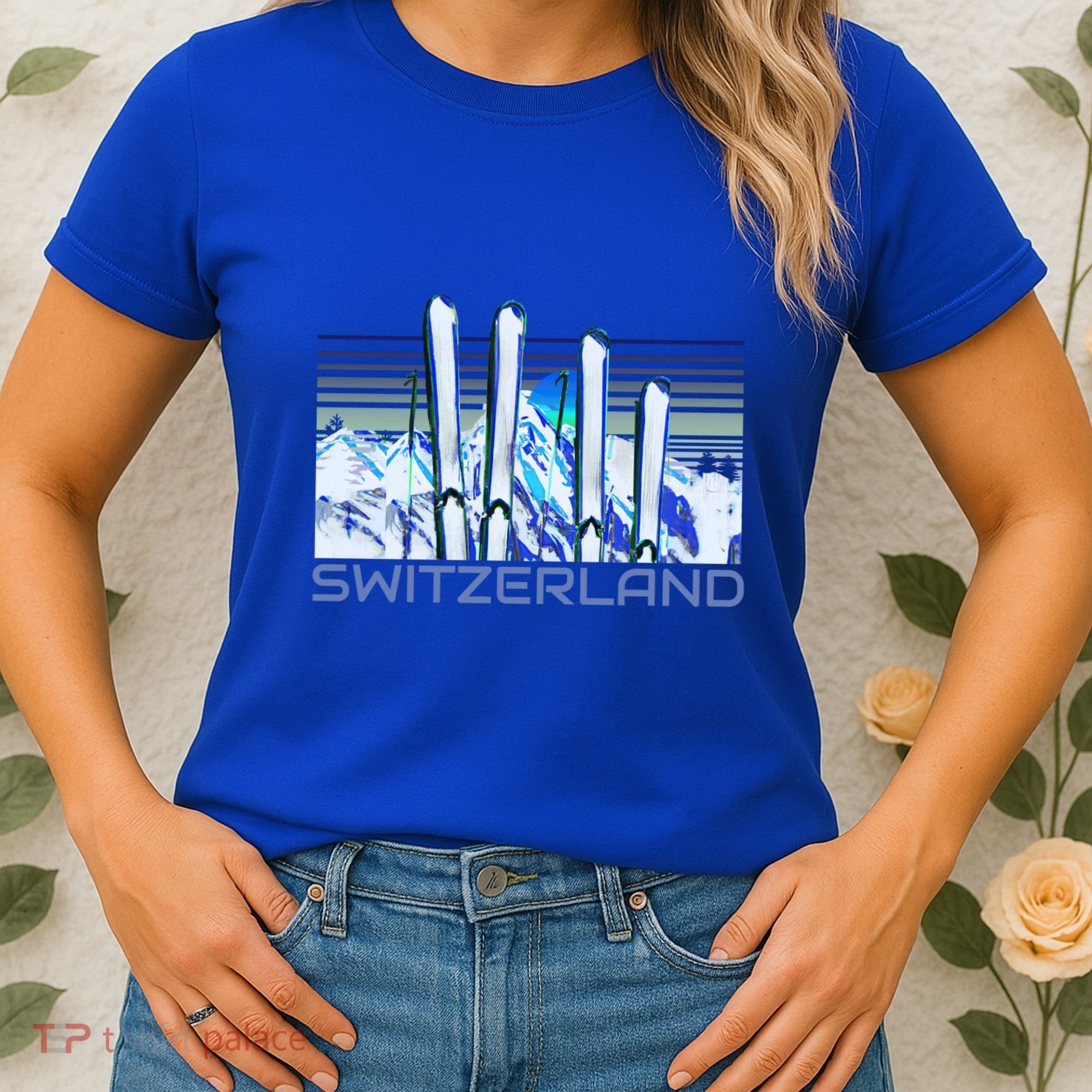Switzerland Ski Accessories Retro Swiss Skiing Great Gift Women's T-Shirt