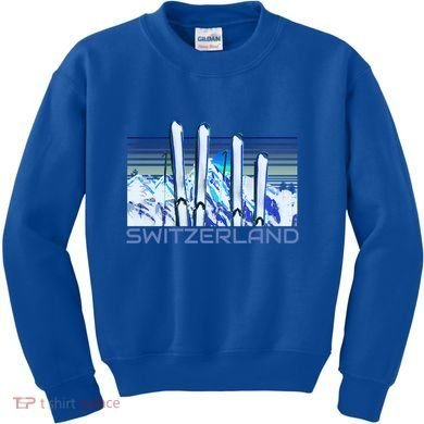 Switzerland Ski Accessories Retro Swiss Skiing Great Gift Kids Sweatshirt