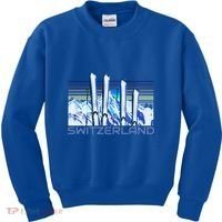 Switzerland Ski Accessories Retro Swiss Skiing Great Gift Kids Sweatshirt thumb 0