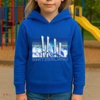 Switzerland Ski Accessories Retro Swiss Skiing Great Gift Kids Hoodie thumb 3