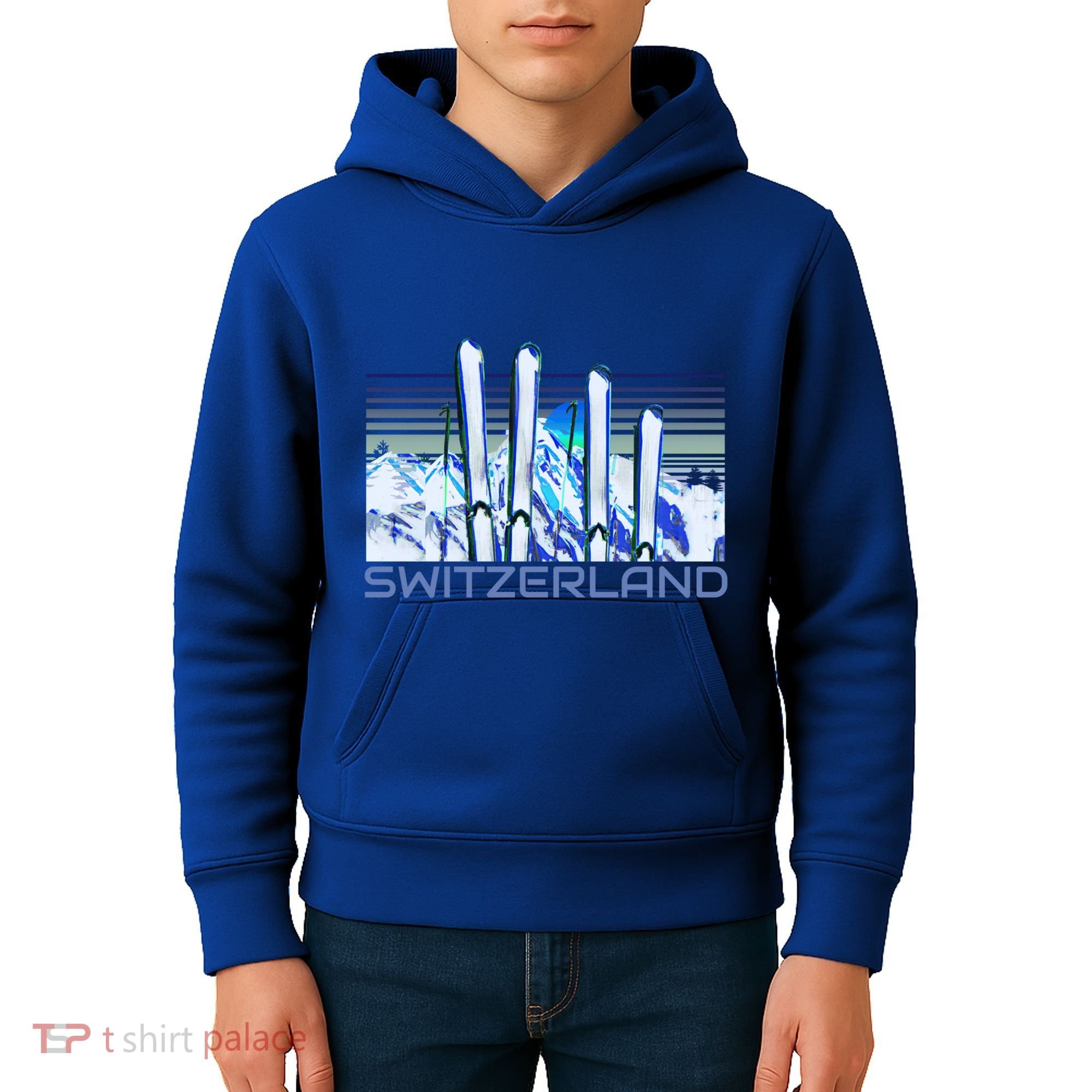 Switzerland Ski Accessories Retro Swiss Skiing Great Gift Kids Hoodie