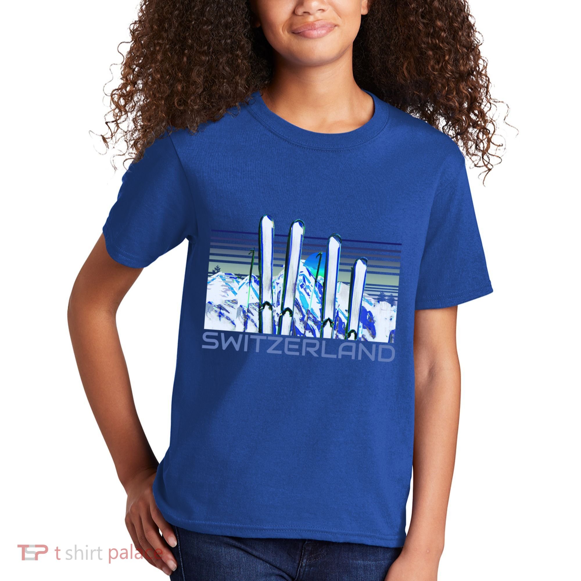 Switzerland Ski Accessories Retro Swiss Skiing Great Gift Kids T-Shirt