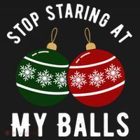 Stop Staring At My Balls Funny Christmas Coaster thumb 2