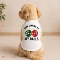 Stop Staring At My Balls Funny Christmas Doggie Tank thumb 2