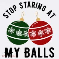Stop Staring At My Balls Funny Christmas Women's Hoodie thumb 2