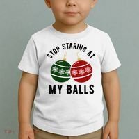 Stop Staring At My Balls Funny Christmas Toddler T-Shirt thumb 2