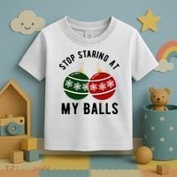 Stop Staring At My Balls Funny Christmas Toddler T-Shirt thumb 3