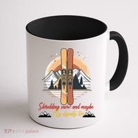 Shredding Snow And Dignity Funny Skiing Adventure Coffee Mug thumb 1