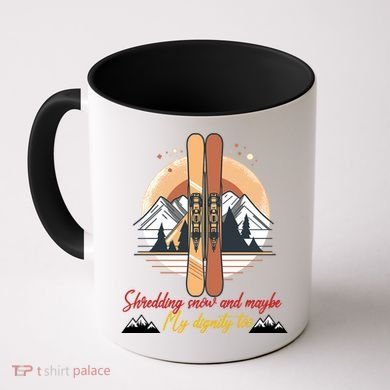 Shredding Snow And Dignity Funny Skiing Adventure Coffee Mug