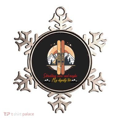 Shredding Snow And Dignity Funny Skiing Adventure Ornament