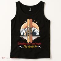 Shredding Snow And Dignity Funny Skiing Adventure Tank Top thumb 2