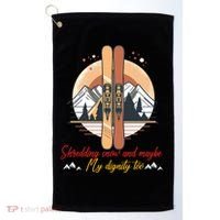 Shredding Snow And Dignity Funny Skiing Adventure Golf Towel thumb 0