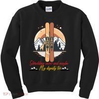 Shredding Snow And Dignity Funny Skiing Adventure Kids Sweatshirt thumb 0