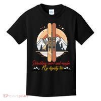 Shredding Snow And Dignity Funny Skiing Adventure Kids T-Shirt thumb 0