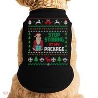 Stop Staring At My Package Ugly Christmas Cool Gift Doggie Tank thumb 0