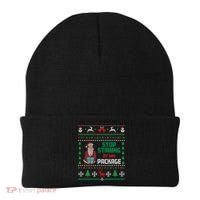 Stop Staring At My Package Ugly Christmas Cool Gift Beanie thumb 0
