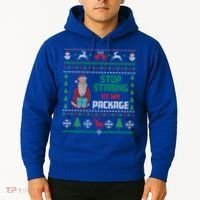 Stop Staring At My Package Ugly Christmas Cool Gift Hoodie thumb 2