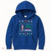 Stop Staring At My Package Ugly Christmas Cool Gift Kids Hoodie thumb 0