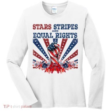 Stars Stripes And Equal Rights Patriotic Activist Women's Long Sleeve Shirt