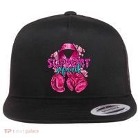 Support Squad Breast Cancer Awareness Boxing Gloves Flat Bill Trucker Hat thumb 0